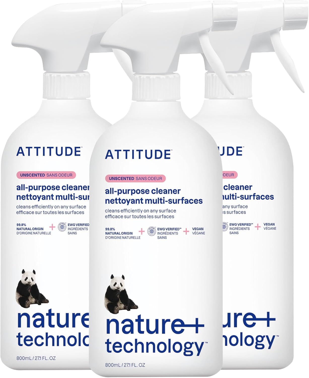 All Purpose Cleaner Spray, EWG Verified, Vegan, Made with 94% Plant-Based Ingredients, Streak-Free for Kitchen, Bathroom, Glass & More, Pink Grapefruit Scent, 27.1 Fl Oz
