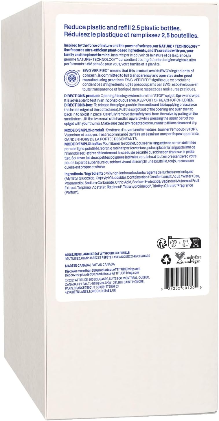 All Purpose Cleaner Spray, EWG Verified, Vegan, Made with 94% Plant-Based Ingredients, Streak-Free for Kitchen, Bathroom, Glass & More, Pink Grapefruit Scent, 27.1 Fl Oz