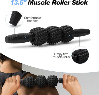 5 in 1 Foam Roller Set High Density Patented Foam Roller for Exercise | Foam Roller Massage Stick, Massage Ball, Resistance Band for Deep Muscle Massage Pilates Yoga Trigger Point Release Purple