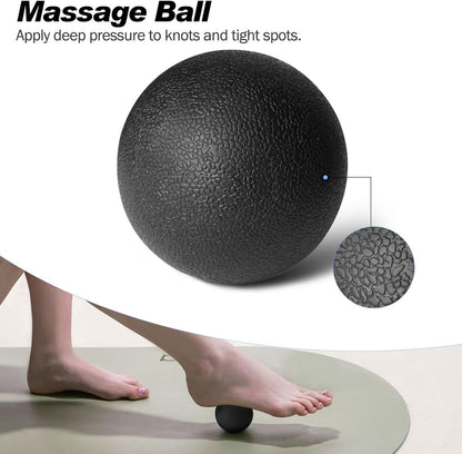 5 in 1 Foam Roller Set High Density Patented Foam Roller for Exercise | Foam Roller Massage Stick, Massage Ball, Resistance Band for Deep Muscle Massage Pilates Yoga Trigger Point Release Purple