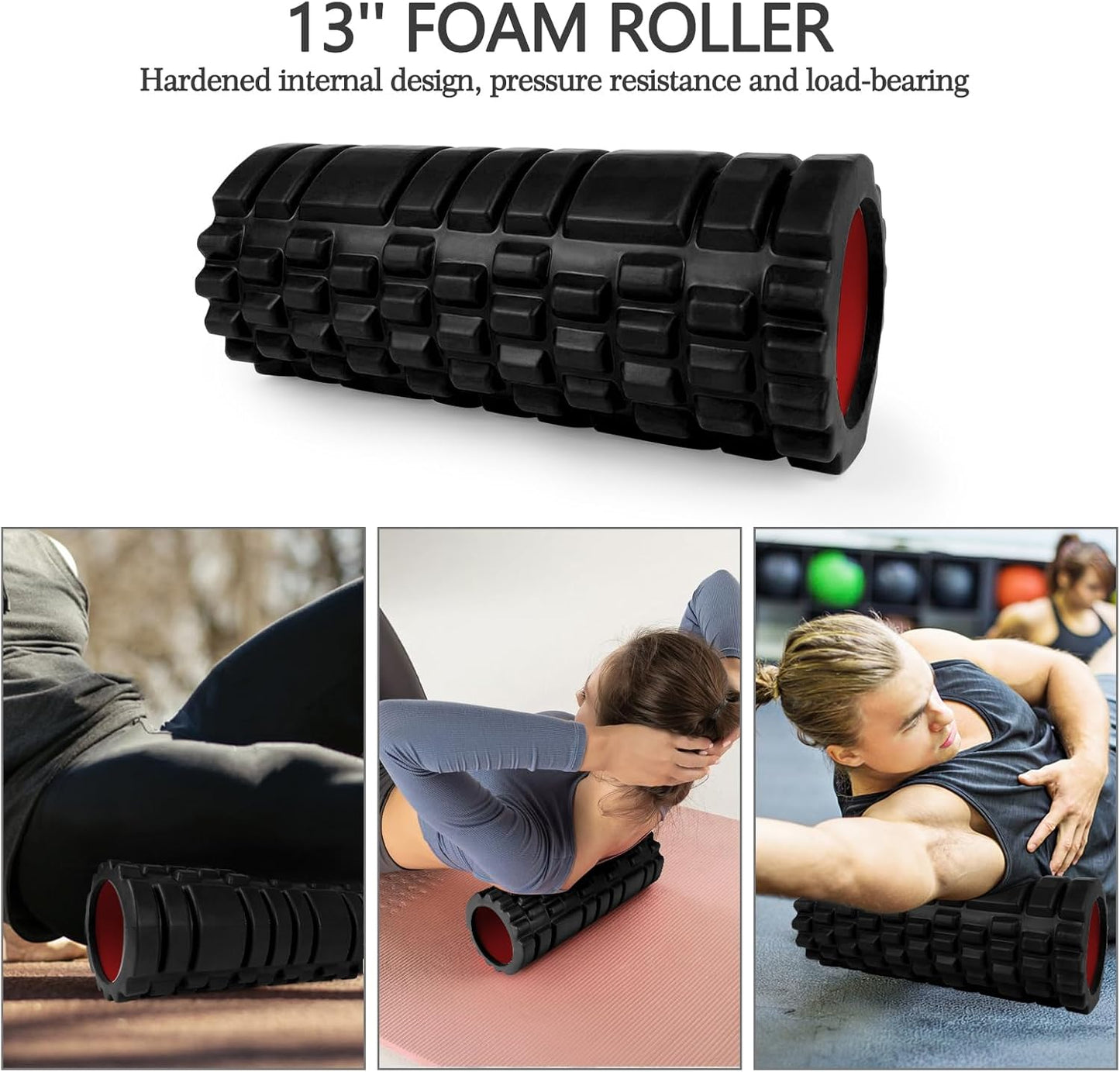 5 in 1 Foam Roller Set High Density Patented Foam Roller for Exercise | Foam Roller Massage Stick, Massage Ball, Resistance Band for Deep Muscle Massage Pilates Yoga Trigger Point Release Purple
