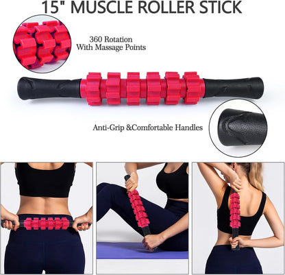 5 in 1 Foam Roller Set High Density Patented Foam Roller for Exercise | Foam Roller Massage Stick, Massage Ball, Resistance Band for Deep Muscle Massage Pilates Yoga Trigger Point Release Purple