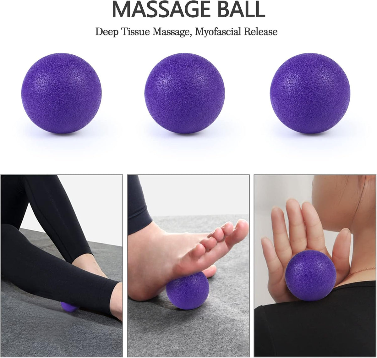 5 in 1 Foam Roller Set High Density Patented Foam Roller for Exercise | Foam Roller Massage Stick, Massage Ball, Resistance Band for Deep Muscle Massage Pilates Yoga Trigger Point Release Purple