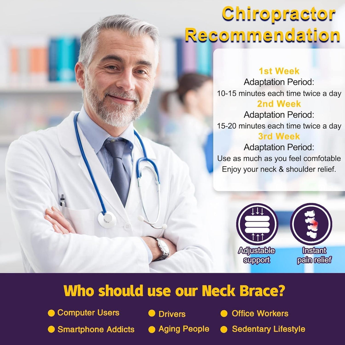 Neck Stretcher, Cervical Traction Device for Instant Neck Pain Relief