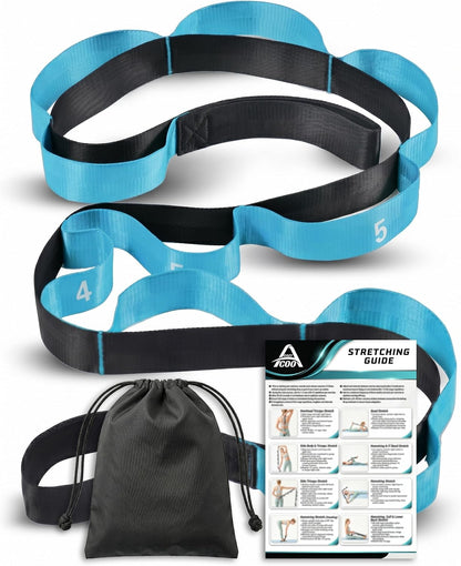 Stretching Strap with Loops for Physical Therapy,Yoga Strap for Stretching,Home Workout,Pilate & Flexibility Training,Non-Elastic Exercise Stretch Band for Hamstring,Leg Stretcher Belt,Flexibility Fascia