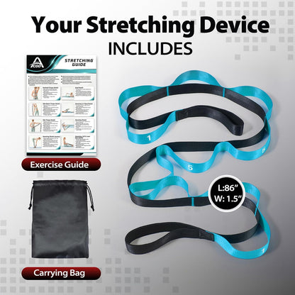 Stretching Strap with Loops for Physical Therapy,Yoga Strap for Stretching,Home Workout,Pilate & Flexibility Training,Non-Elastic Exercise Stretch Band for Hamstring,Leg Stretcher Belt,Flexibility Fascia