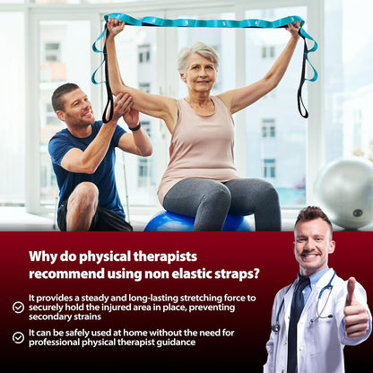 Stretching Strap with Loops for Physical Therapy,Yoga Strap for Stretching,Home Workout,Pilate & Flexibility Training,Non-Elastic Exercise Stretch Band for Hamstring,Leg Stretcher Belt,Flexibility Fascia