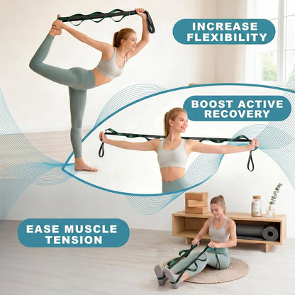 Stretching Strap with Loops for Physical Therapy,Yoga Strap for Stretching,Home Workout,Pilate & Flexibility Training,Non-Elastic Exercise Stretch Band for Hamstring,Leg Stretcher Belt,Flexibility Fascia