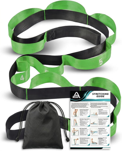 Stretching Strap with Loops for Physical Therapy,Yoga Strap for Stretching,Home Workout,Pilate & Flexibility Training,Non-Elastic Exercise Stretch Band for Hamstring,Leg Stretcher Belt,Flexibility Fascia