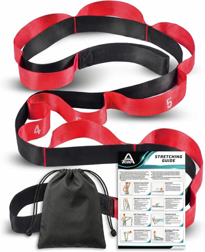 Stretching Strap with Loops for Physical Therapy,Yoga Strap for Stretching,Home Workout,Pilate & Flexibility Training,Non-Elastic Exercise Stretch Band for Hamstring,Leg Stretcher Belt,Flexibility Fascia