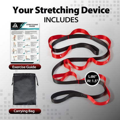 Stretching Strap with Loops for Physical Therapy,Yoga Strap for Stretching,Home Workout,Pilate & Flexibility Training,Non-Elastic Exercise Stretch Band for Hamstring,Leg Stretcher Belt,Flexibility Fascia