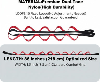 Stretching Strap with Loops for Physical Therapy,Yoga Strap for Stretching,Home Workout,Pilate & Flexibility Training,Non-Elastic Exercise Stretch Band for Hamstring,Leg Stretcher Belt,Flexibility Fascia