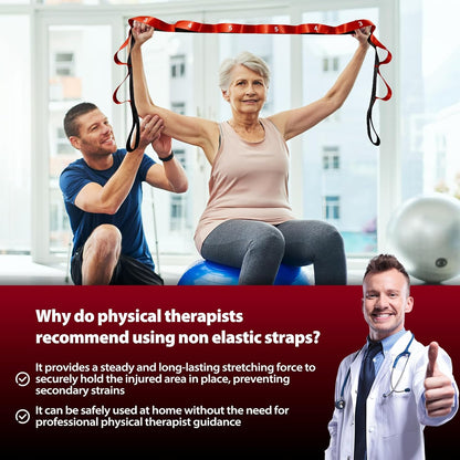 Stretching Strap with Loops for Physical Therapy,Yoga Strap for Stretching,Home Workout,Pilate & Flexibility Training,Non-Elastic Exercise Stretch Band for Hamstring,Leg Stretcher Belt,Flexibility Fascia