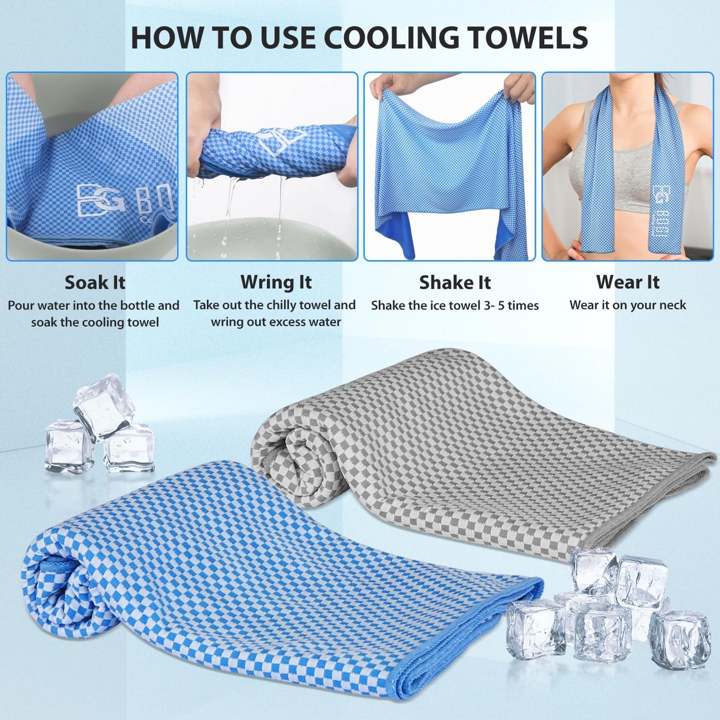 Cooling Towels for Neck and Face, Soft Breathable Cool Towel for Instant Cooling Stay Cool for Yoga, Sport, Gym, Camping, Running & More Activities