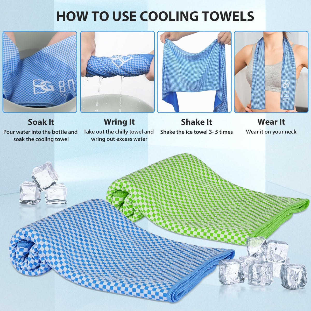 Cooling Towels for Neck and Face, Soft Breathable Cool Towel for Instant Cooling Stay Cool for Yoga, Sport, Gym, Camping, Running & More Activities