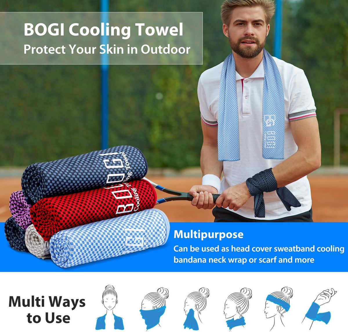 Cooling Towels for Neck and Face, Soft Breathable Cool Towel for Instant Cooling Stay Cool for Yoga, Sport, Gym, Camping, Running & More Activities
