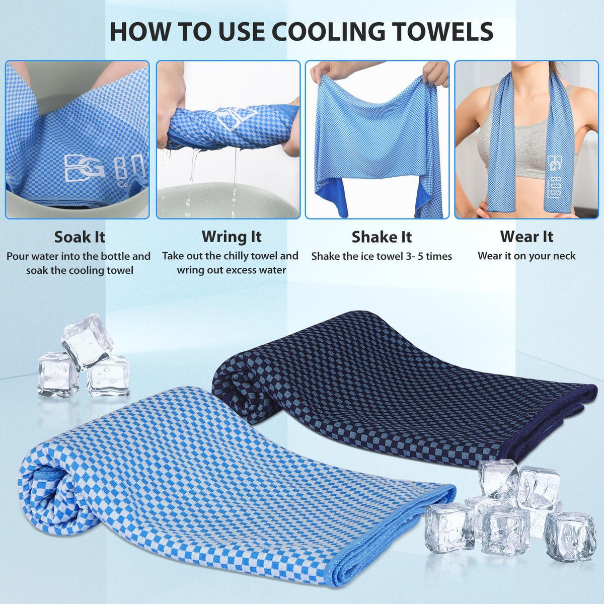 Cooling Towels for Neck and Face, Soft Breathable Cool Towel for Instant Cooling Stay Cool for Yoga, Sport, Gym, Camping, Running & More Activities