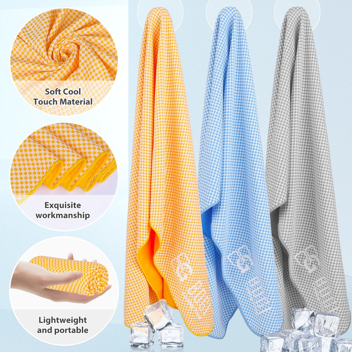 Cooling Towels for Neck and Face, Soft Breathable Cool Towel for Instant Cooling Stay Cool for Yoga, Sport, Gym, Camping, Running & More Activities