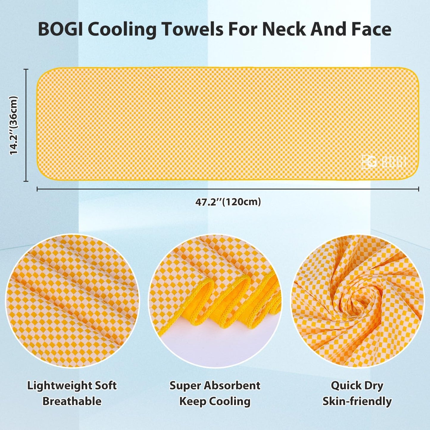 Cooling Towels for Neck and Face, Soft Breathable Cool Towel for Instant Cooling Stay Cool for Yoga, Sport, Gym, Camping, Running & More Activities