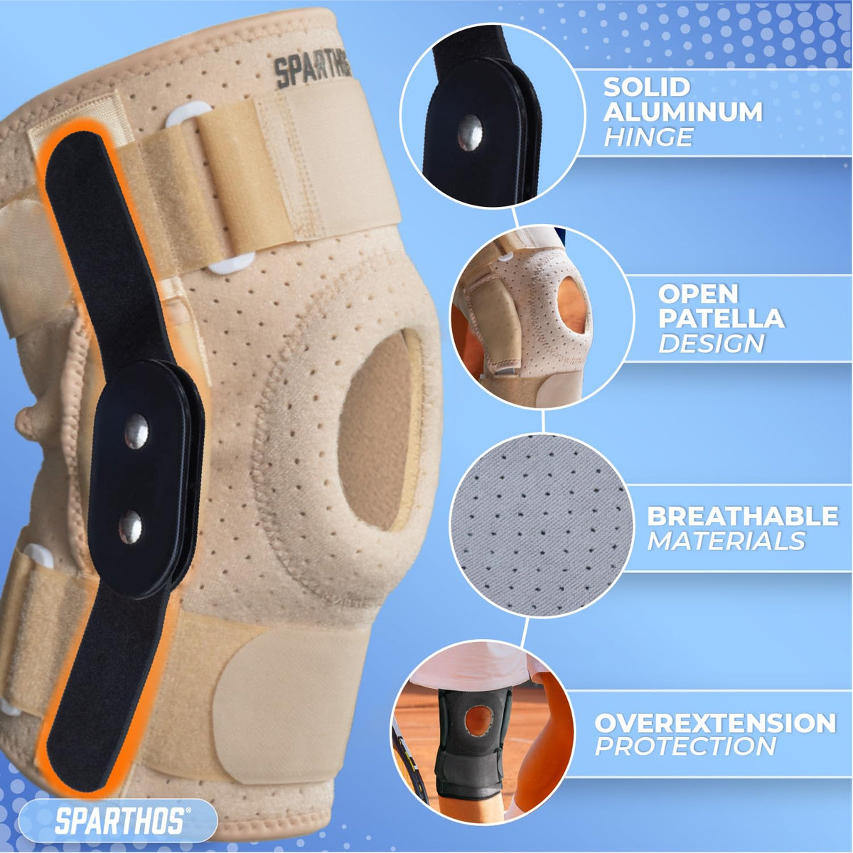 Hinged Knee Brace - Relieves ACL, MCL, Meniscus Tear, Arthritis, Tendon Pain - Dual Metal Side Stabilizers - Support for Running, For Men and Women Check Size Chart (Large, 15½-20″ Thigh)