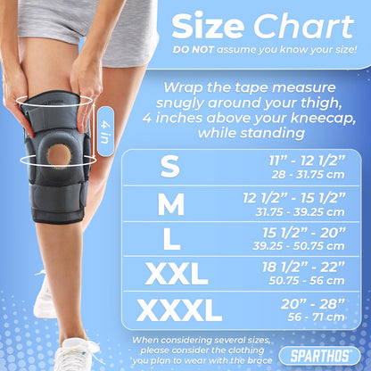 Hinged Knee Brace - Relieves ACL, MCL, Meniscus Tear, Arthritis, Tendon Pain - Dual Metal Side Stabilizers - Support for Running, For Men and Women Check Size Chart (Large, 15½-20″ Thigh)