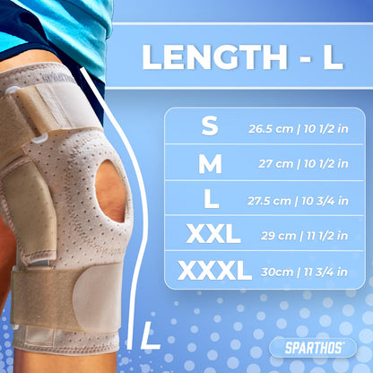 Hinged Knee Brace - Relieves ACL, MCL, Meniscus Tear, Arthritis, Tendon Pain - Dual Metal Side Stabilizers - Support for Running, For Men and Women Check Size Chart (Large, 15½-20″ Thigh)