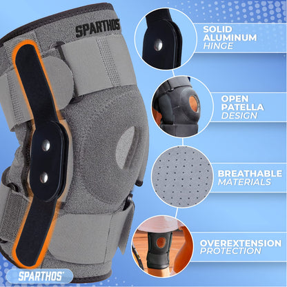 Hinged Knee Brace - Relieves ACL, MCL, Meniscus Tear, Arthritis, Tendon Pain - Dual Metal Side Stabilizers - Support for Running, For Men and Women Check Size Chart (Large, 15½-20″ Thigh)