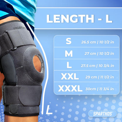 Hinged Knee Brace - Relieves ACL, MCL, Meniscus Tear, Arthritis, Tendon Pain - Dual Metal Side Stabilizers - Support for Running, For Men and Women Check Size Chart (Large, 15½-20″ Thigh)