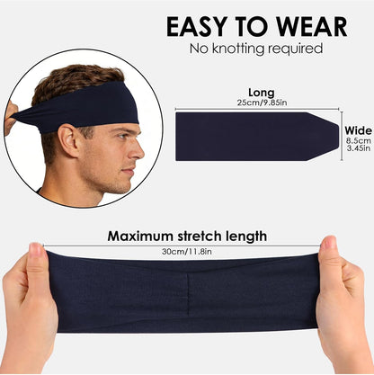 Sport Headbands for Men - 7 Pcs Sweat Absorbent Running Headband for Fitness Workout Running Rugby Baseball Yoga High Intensity Interval Training, Unisex Sweatband for Both Men and Women