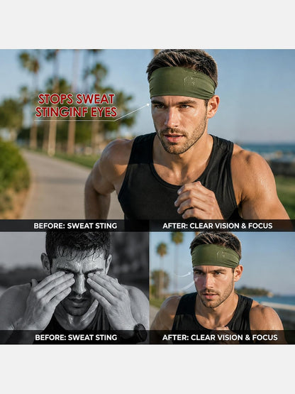 Sport Headbands for Men - 7 Pcs Sweat Absorbent Running Headband for Fitness Workout Running Rugby Baseball Yoga High Intensity Interval Training, Unisex Sweatband for Both Men and Women
