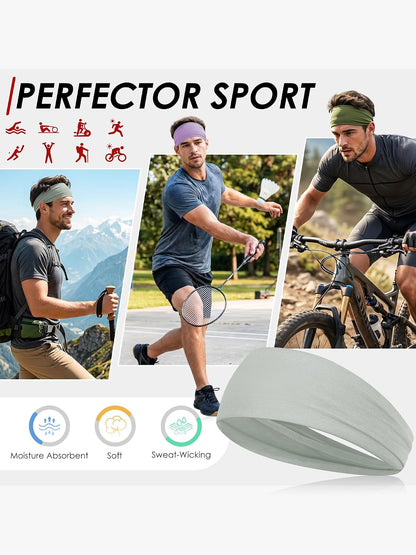 Sport Headbands for Men - 7 Pcs Sweat Absorbent Running Headband for Fitness Workout Running Rugby Baseball Yoga High Intensity Interval Training, Unisex Sweatband for Both Men and Women