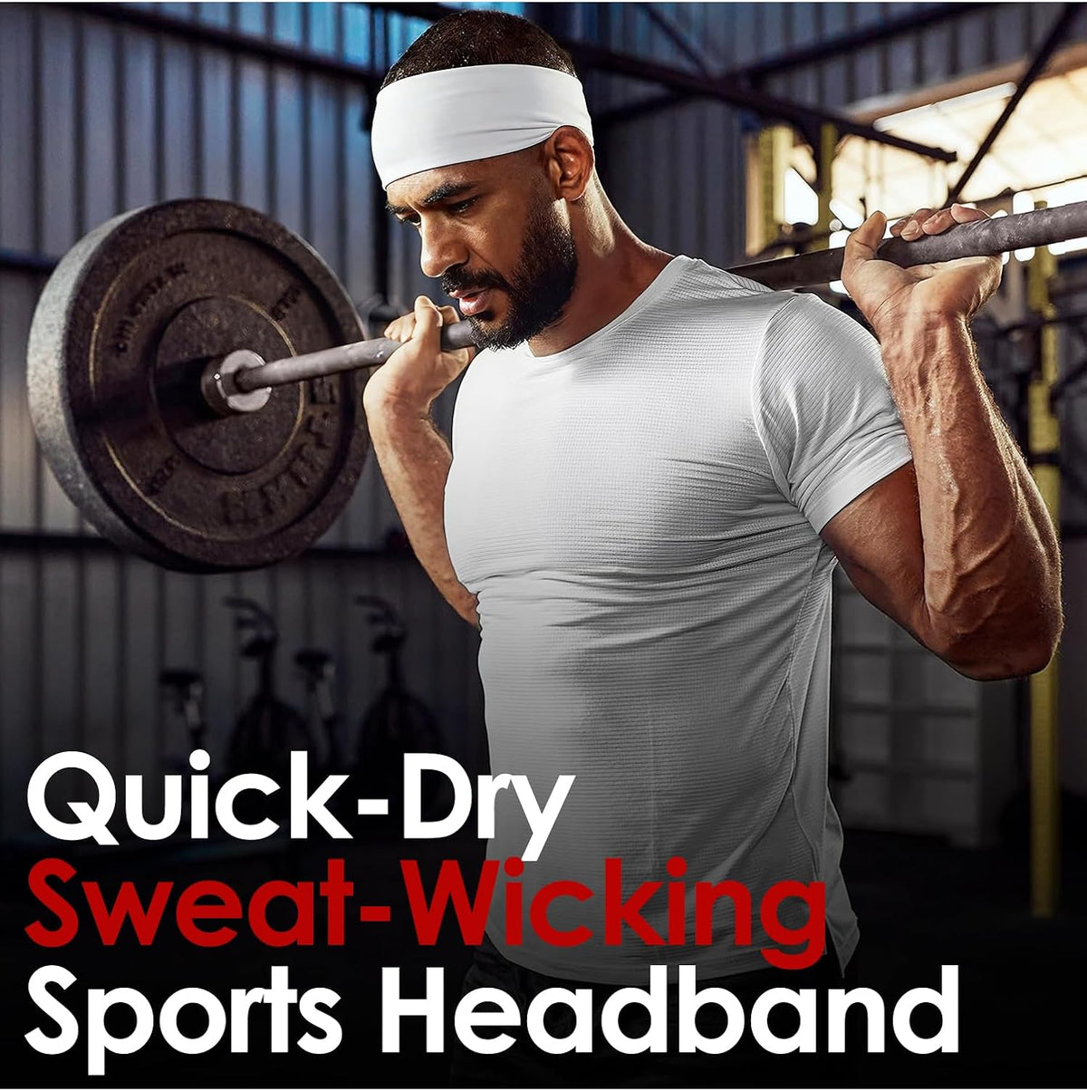 Sport Headbands for Men - 7 Pcs Sweat Absorbent Running Headband for Fitness Workout Running Rugby Baseball Yoga High Intensity Interval Training, Unisex Sweatband for Both Men and Women