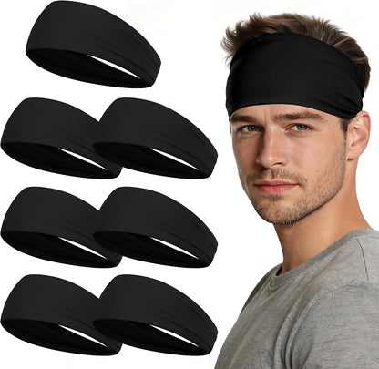 Sport Headbands for Men - 7 Pcs Sweat Absorbent Running Headband for Fitness Workout Running Rugby Baseball Yoga High Intensity Interval Training, Unisex Sweatband for Both Men and Women