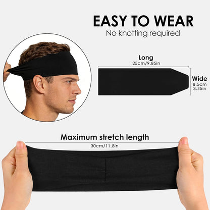 Sport Headbands for Men - 7 Pcs Sweat Absorbent Running Headband for Fitness Workout Running Rugby Baseball Yoga High Intensity Interval Training, Unisex Sweatband for Both Men and Women