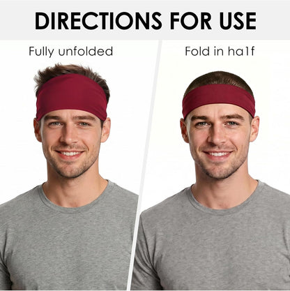 Sport Headbands for Men - 7 Pcs Sweat Absorbent Running Headband for Fitness Workout Running Rugby Baseball Yoga High Intensity Interval Training, Unisex Sweatband for Both Men and Women