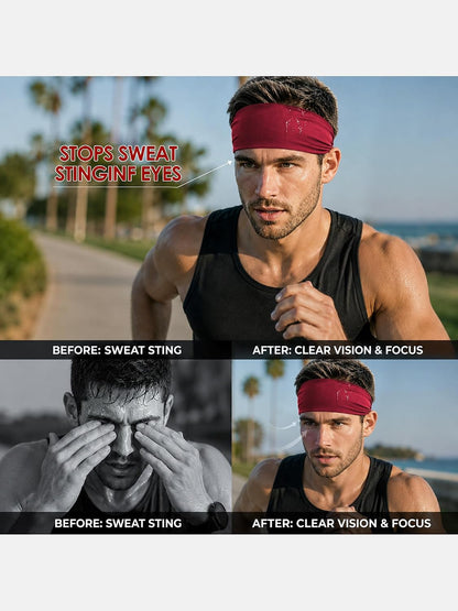 Sport Headbands for Men - 7 Pcs Sweat Absorbent Running Headband for Fitness Workout Running Rugby Baseball Yoga High Intensity Interval Training, Unisex Sweatband for Both Men and Women