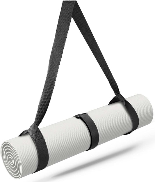 Yoga Mat Carrier Strap Long - Adjustable Thick and Wide Strap for Carrying Mat or Stretching, Black