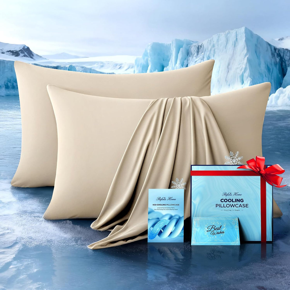 Ultra-Chill Cooling Pillowcase Set of 2 for Hot Sleepers, Softer Than Silk Pillow Cases for Protecting Hair & Skin, Breathable Bed Pillow Covers w/ Zipper, Gifts for Women & Men (Light Gray, Standard)