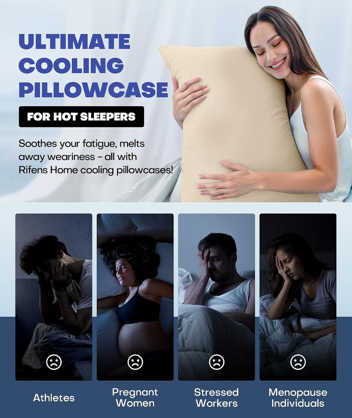 Ultra-Chill Cooling Pillowcase Set of 2 for Hot Sleepers, Softer Than Silk Pillow Cases for Protecting Hair & Skin, Breathable Bed Pillow Covers w/ Zipper, Gifts for Women & Men (Light Gray, Standard)