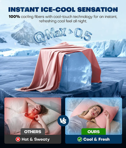 Ultra-Chill Cooling Pillowcase Set of 2 for Hot Sleepers, Softer Than Silk Pillow Cases for Protecting Hair & Skin, Breathable Bed Pillow Covers w/ Zipper, Gifts for Women & Men (Light Gray, Standard)