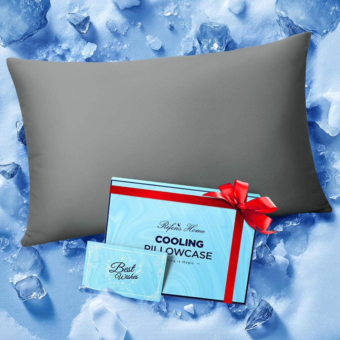 Ultra-Chill Cooling Pillowcase Set of 2 for Hot Sleepers, Softer Than Silk Pillow Cases for Protecting Hair & Skin, Breathable Bed Pillow Covers w/ Zipper, Gifts for Women & Men (Light Gray, Standard)
