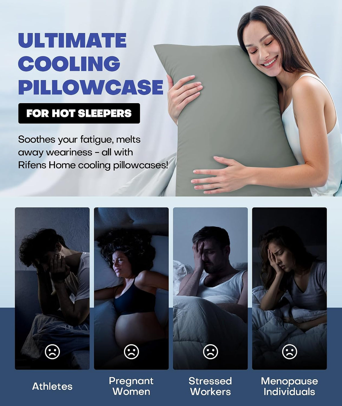 Ultra-Chill Cooling Pillowcase Set of 2 for Hot Sleepers, Softer Than Silk Pillow Cases for Protecting Hair & Skin, Breathable Bed Pillow Covers w/ Zipper, Gifts for Women & Men (Light Gray, Standard)