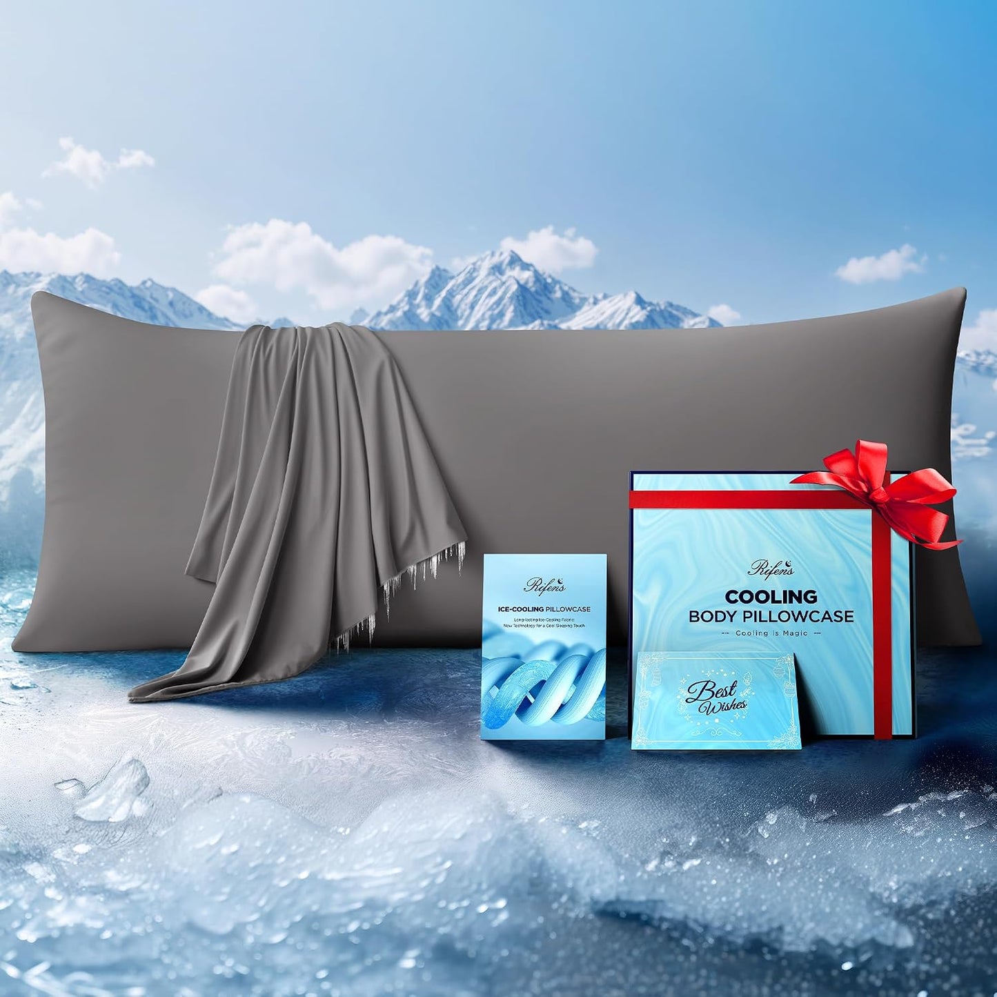 Ultra-Chill Cooling Pillowcase Set of 2 for Hot Sleepers, Softer Than Silk Pillow Cases for Protecting Hair & Skin, Breathable Bed Pillow Covers w/ Zipper, Gifts for Women & Men (Light Gray, Standard)