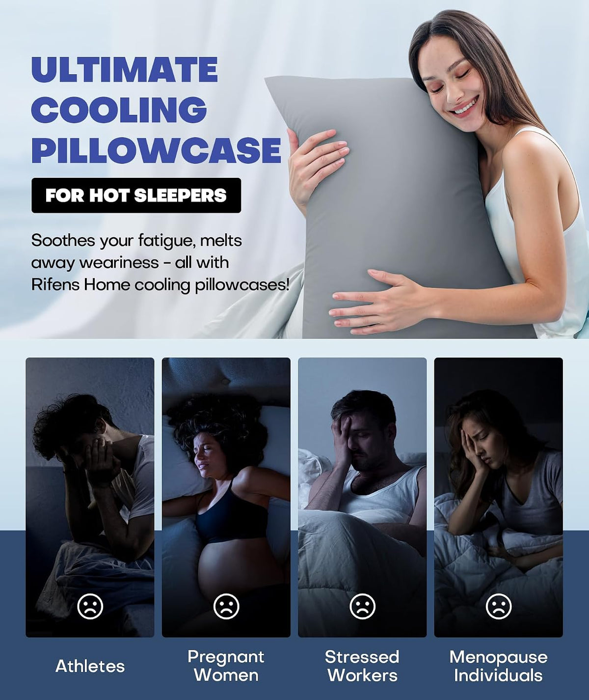 Ultra-Chill Cooling Pillowcase Set of 2 for Hot Sleepers, Softer Than Silk Pillow Cases for Protecting Hair & Skin, Breathable Bed Pillow Covers w/ Zipper, Gifts for Women & Men (Light Gray, Standard)