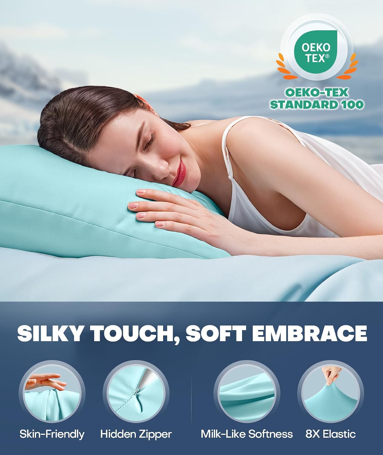 Ultra-Chill Cooling Pillowcase Set of 2 for Hot Sleepers, Softer Than Silk Pillow Cases for Protecting Hair & Skin, Breathable Bed Pillow Covers w/ Zipper, Gifts for Women & Men (Light Gray, Standard)