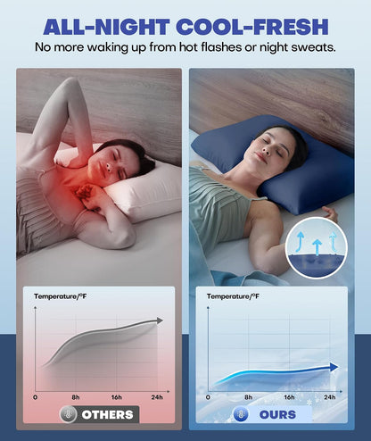 Ultra-Chill Cooling Pillowcase Set of 2 for Hot Sleepers, Softer Than Silk Pillow Cases for Protecting Hair & Skin, Breathable Bed Pillow Covers w/ Zipper, Gifts for Women & Men (Light Gray, Standard)