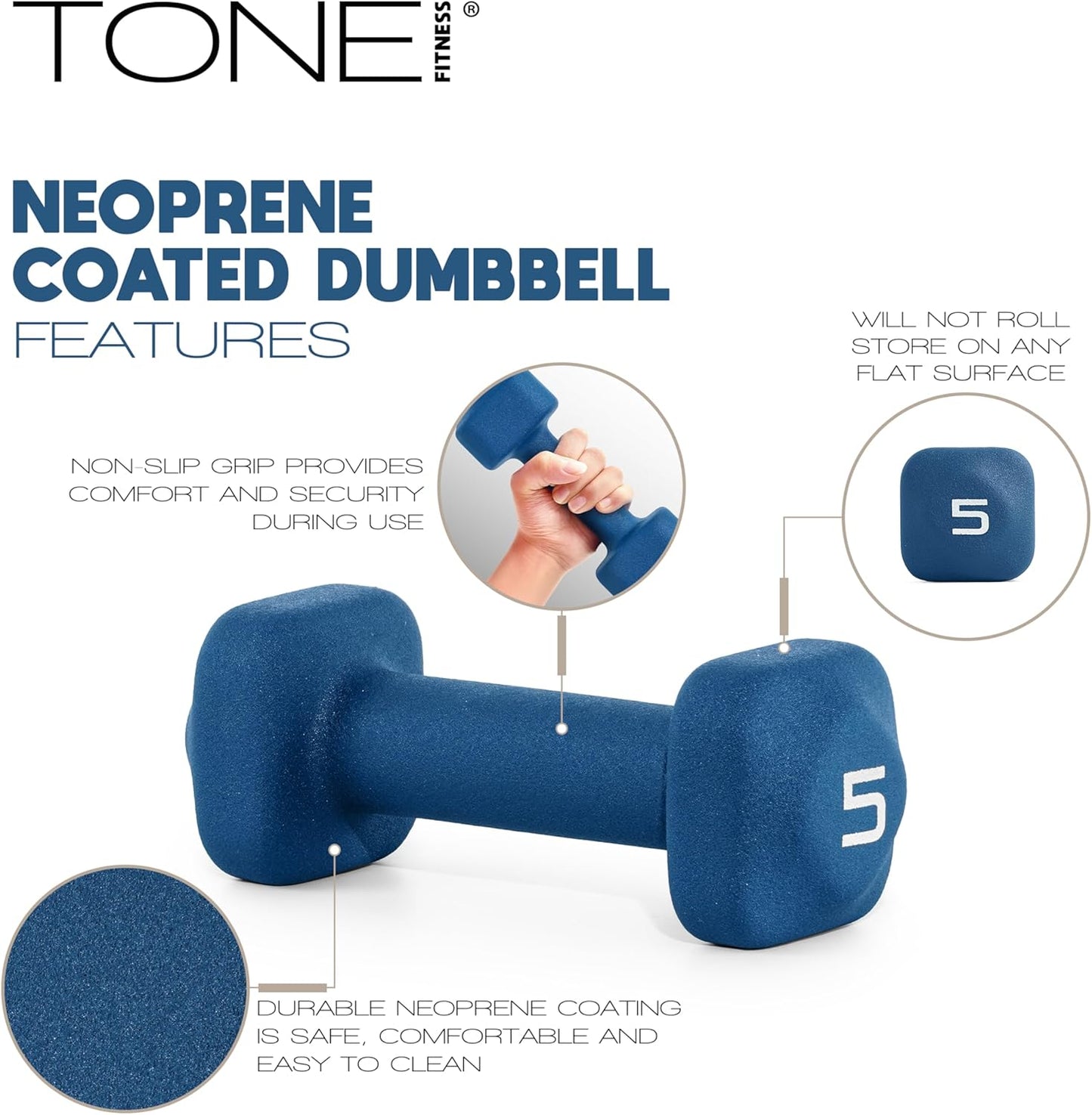 Neoprene Dumbbell Weight Pairs with Anti-Roll Square Head | Multiple Options