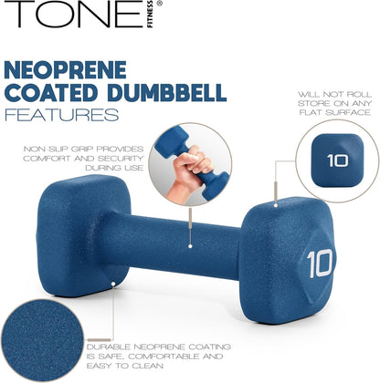 Neoprene Dumbbell Weight Pairs with Anti-Roll Square Head | Multiple Options