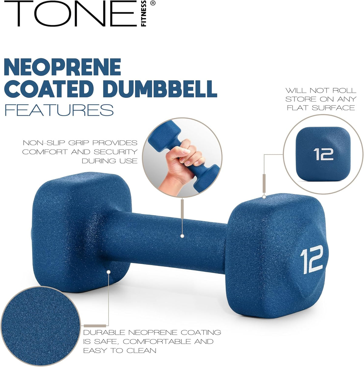 Neoprene Dumbbell Weight Pairs with Anti-Roll Square Head | Multiple Options