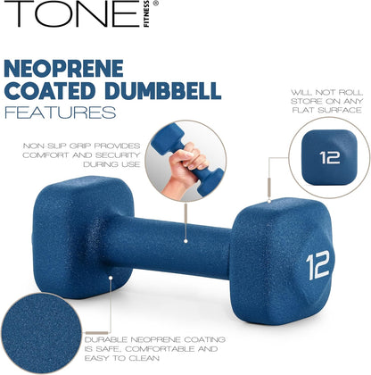 Neoprene Dumbbell Weight Pairs with Anti-Roll Square Head | Multiple Options